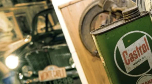 Classic car and can of oil